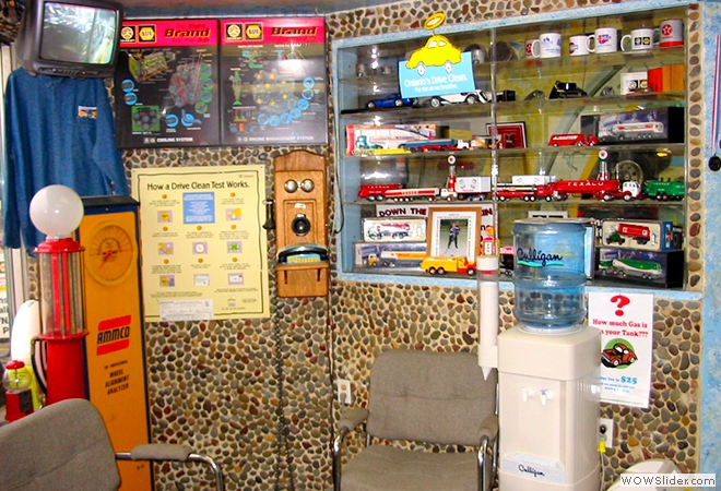 Collectables on display in comfortable waiting room